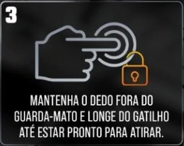 Regra 3: mantenha o dedo fora do guarda-mato até estar pronto para atirar.